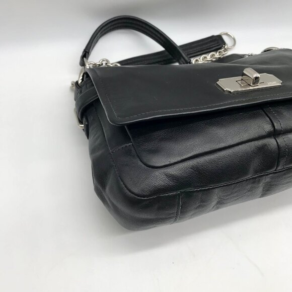 Coach Black Leather Chelsea Turn Lock Flap Shoulder Bag 17825 - Picture 7 of 11